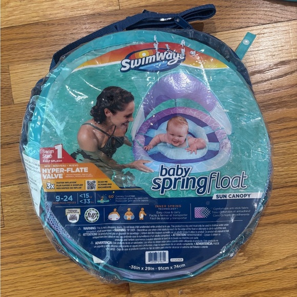 NEW! Swimways Baby Spring Float W/Sun Canopy 9-24 Mos Swim Step 1 Mermaid - Picture 1 of 1